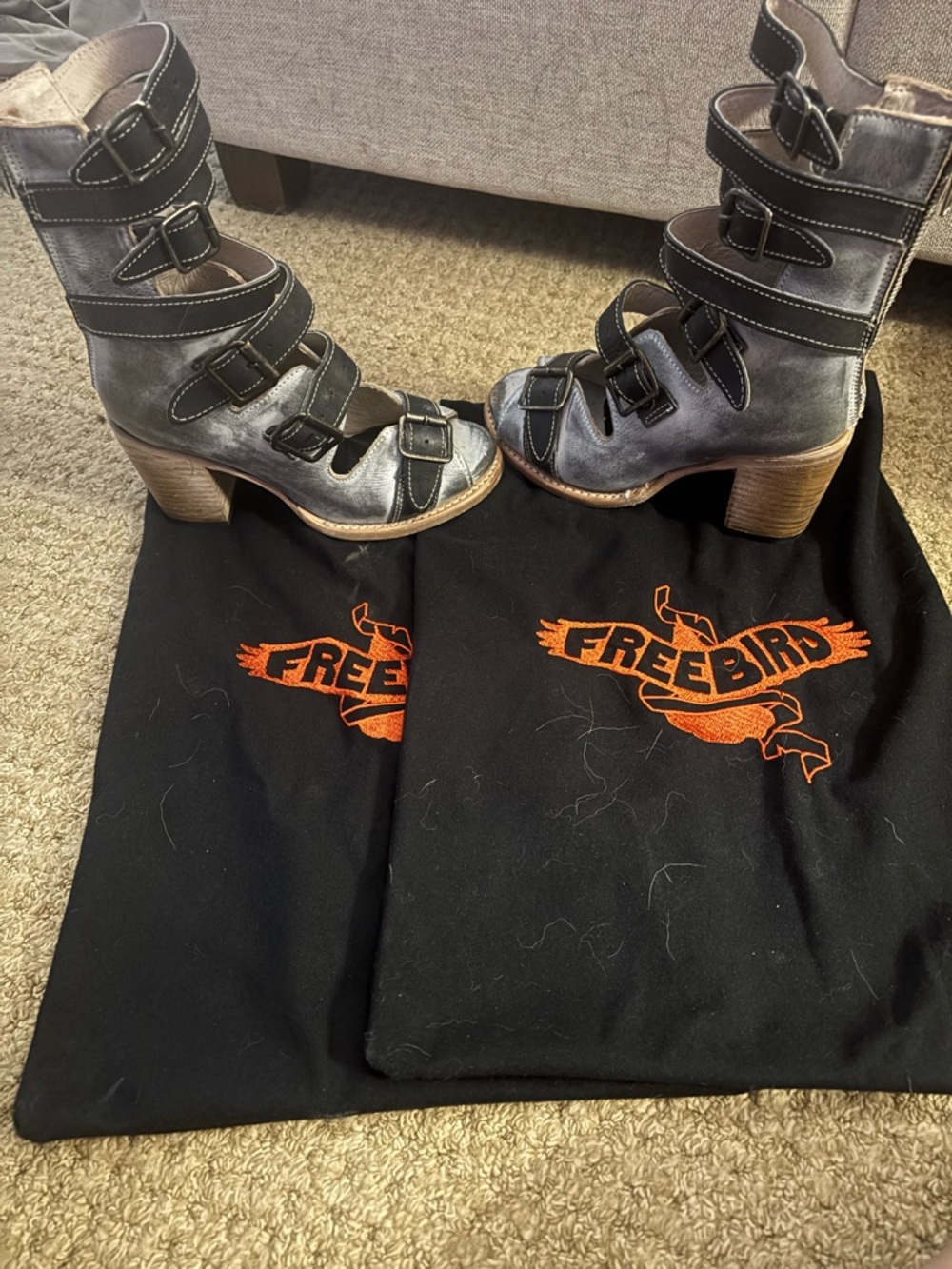 Freebird by Steven Gray and Black Strappy Heeled Sandals
